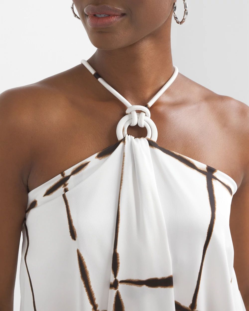 【PORTERNA】O-ring Halter Off-Shoulder Halter O-Ring Jumpsuit Coverup | White House Black Market